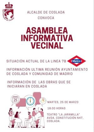 Asamblea informativa sobre las obras de la línea 7b de Metro en Coslada
