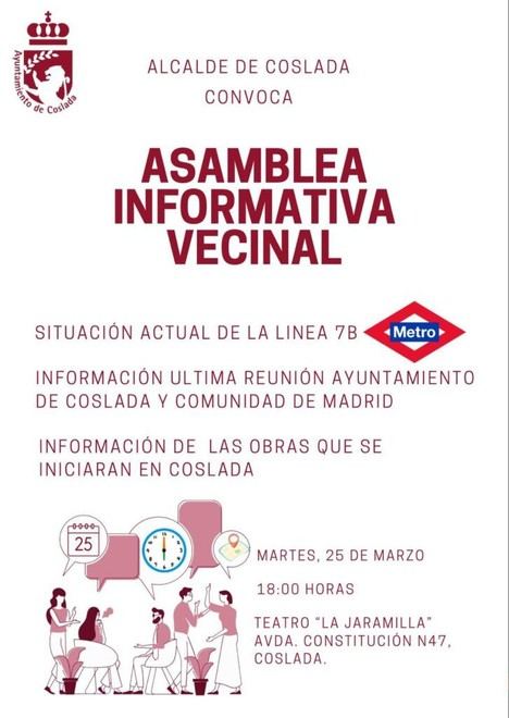 Asamblea informativa sobre las obras de la línea 7b de Metro en Coslada