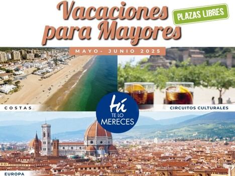 Plazas disponibles para el programa de vacaciones de mayores en Torremolinos, Cabo de Gata y Florencia