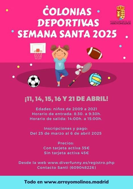 Colonias deportivas en Arroyomolinos para Semana Santa 2025