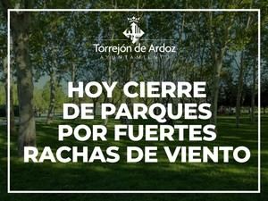 Cierre de parques en Torrejón de Ardoz por fuertes vientos