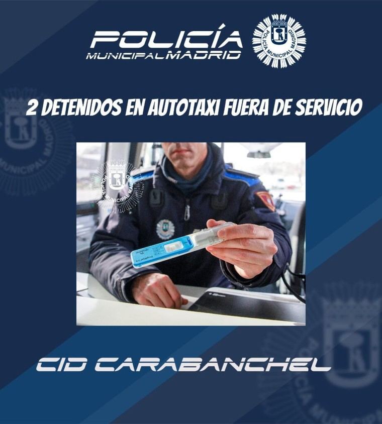 Detenidos en Carabanchel: conductor de taxi da positivo en drogas