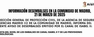 Desembalses en Madrid: Aviso de Protección Civil por riesgo de inundaciones