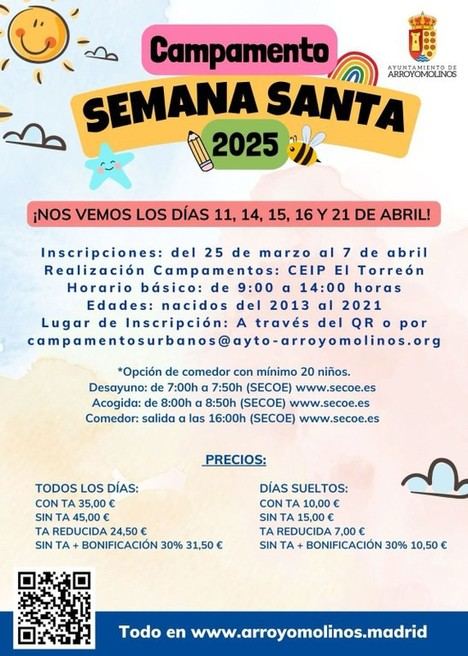 Campamento de Semana Santa 2025 en Arroyomolinos: inscripciones abiertas