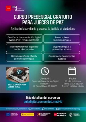 Curso gratuito en Móstoles para digitalizar a los jueces de paz