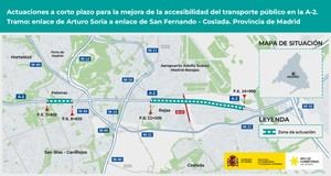 Obras de 15,7 millones mejorarán la movilidad del transporte público en la A-2 de Madrid